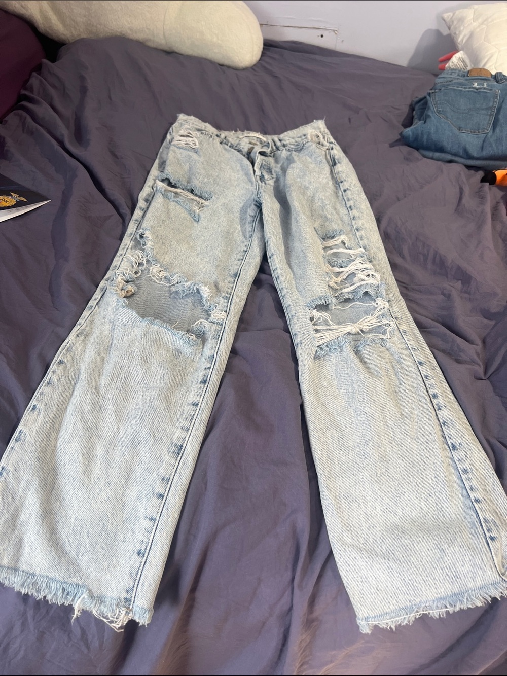 PacSun Light Blue Distressed Denim Shorts